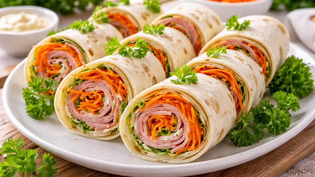 Натираю яйца на терке — и в лаваш. Весенний рулет с ветчиной и корейской морковкой — вкуснее и проще салата